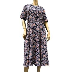 Custom Vintage dark Floral Midi Dress - Multicolor-38” bust-no tags